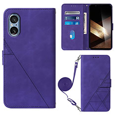 Coque Portefeuille Livre Cuir Etui Clapet YB2 pour Sony Xperia 5 V Violet