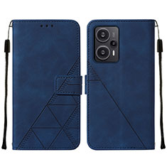 Coque Portefeuille Livre Cuir Etui Clapet YB2 pour Xiaomi Poco F5 5G Bleu