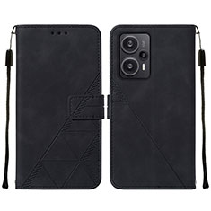 Coque Portefeuille Livre Cuir Etui Clapet YB2 pour Xiaomi Poco F5 5G Noir