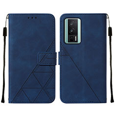 Coque Portefeuille Livre Cuir Etui Clapet YB2 pour Xiaomi Poco F5 Pro 5G Bleu