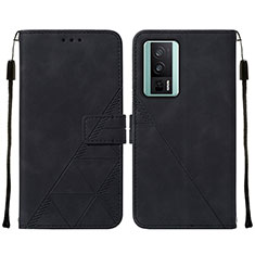 Coque Portefeuille Livre Cuir Etui Clapet YB2 pour Xiaomi Poco F5 Pro 5G Noir