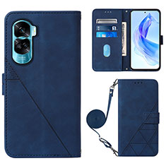 Coque Portefeuille Livre Cuir Etui Clapet YB3 pour Huawei Honor 90 Lite 5G Bleu