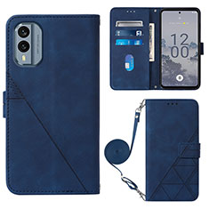 Coque Portefeuille Livre Cuir Etui Clapet YB3 pour Nokia X30 5G Bleu