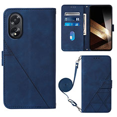 Coque Portefeuille Livre Cuir Etui Clapet YB3 pour Oppo A58 4G Bleu