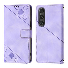 Coque Portefeuille Livre Cuir Etui Clapet YB3 pour Sony Xperia 1 V Violet