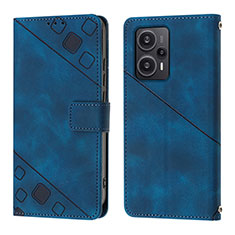 Coque Portefeuille Livre Cuir Etui Clapet YB3 pour Xiaomi Poco F5 5G Bleu
