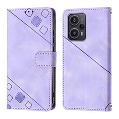 Coque Portefeuille Livre Cuir Etui Clapet YB3 pour Xiaomi Poco F5 5G Violet
