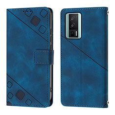 Coque Portefeuille Livre Cuir Etui Clapet YB3 pour Xiaomi Poco F5 Pro 5G Bleu