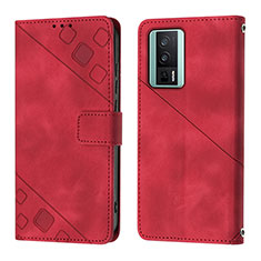 Coque Portefeuille Livre Cuir Etui Clapet YB3 pour Xiaomi Poco F5 Pro 5G Rouge