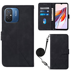 Coque Portefeuille Livre Cuir Etui Clapet YB3 pour Xiaomi Redmi 12C 4G Noir