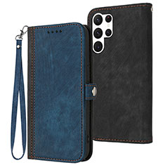 Coque Portefeuille Livre Cuir Etui Clapet YX1 pour Samsung Galaxy S22 Ultra 5G Bleu