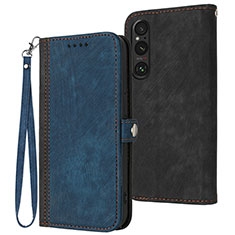 Coque Portefeuille Livre Cuir Etui Clapet YX1 pour Sony Xperia 1 V Bleu