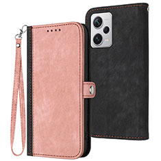 Coque Portefeuille Livre Cuir Etui Clapet YX1 pour Xiaomi Redmi Note 12 Pro 5G Or Rose