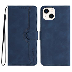 Coque Portefeuille Livre Cuir Etui Clapet YX2 pour Apple iPhone 14 Bleu