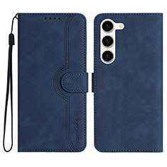 Coque Portefeuille Livre Cuir Etui Clapet YX2 pour Samsung Galaxy S22 5G Bleu