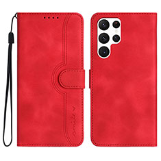 Coque Portefeuille Livre Cuir Etui Clapet YX2 pour Samsung Galaxy S22 Ultra 5G Rouge