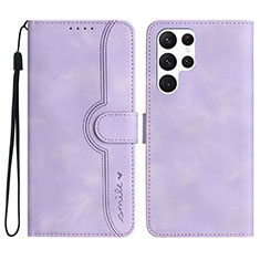 Coque Portefeuille Livre Cuir Etui Clapet YX2 pour Samsung Galaxy S22 Ultra 5G Violet