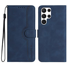 Coque Portefeuille Livre Cuir Etui Clapet YX2 pour Samsung Galaxy S23 Ultra 5G Bleu