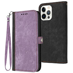 Coque Portefeuille Livre Cuir Etui Clapet YX3 pour Apple iPhone 15 Pro Violet