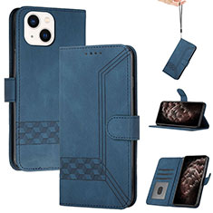 Coque Portefeuille Livre Cuir Etui Clapet YX4 pour Apple iPhone 15 Plus Bleu