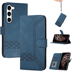 Coque Portefeuille Livre Cuir Etui Clapet YX4 pour Samsung Galaxy S22 Plus 5G Bleu