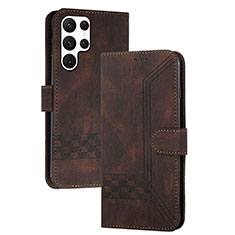 Coque Portefeuille Livre Cuir Etui Clapet YX4 pour Samsung Galaxy S24 Ultra 5G Marron