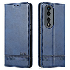 Coque Portefeuille Livre Cuir Etui Clapet YZ1 pour Huawei Honor 90 Pro 5G Bleu