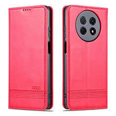 Coque Portefeuille Livre Cuir Etui Clapet YZ1 pour Huawei Nova Y91 Rose Rouge