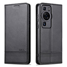 Coque Portefeuille Livre Cuir Etui Clapet YZ1 pour Huawei P60 Pro Noir