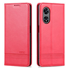 Coque Portefeuille Livre Cuir Etui Clapet YZ1 pour Oppo A58 5G Rose Rouge