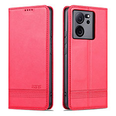 Coque Portefeuille Livre Cuir Etui Clapet YZ1 pour Xiaomi Mi 13T 5G Rose Rouge