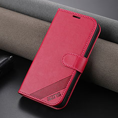 Coque Portefeuille Livre Cuir Etui Clapet YZ3 pour Apple iPhone 15 Pro Rose Rouge