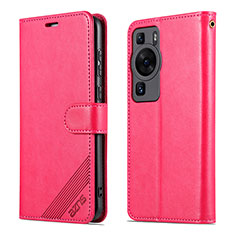 Coque Portefeuille Livre Cuir Etui Clapet YZ3 pour Huawei P60 Pro Rose Rouge