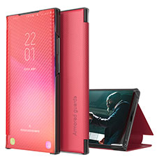 Coque Portefeuille Livre Cuir Etui Clapet ZL1 pour Samsung Galaxy A21s Rouge