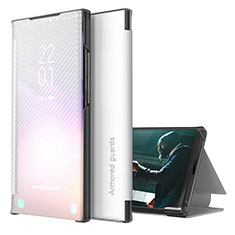Coque Portefeuille Livre Cuir Etui Clapet ZL1 pour Samsung Galaxy Note 20 Ultra 5G Argent