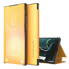 Coque Portefeuille Livre Cuir Etui Clapet ZL1 pour Samsung Galaxy S22 Ultra 5G Jaune