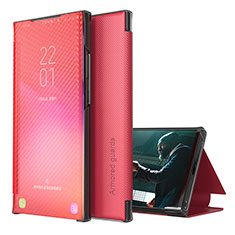 Coque Portefeuille Livre Cuir Etui Clapet ZL1 pour Samsung Galaxy S22 Ultra 5G Rouge