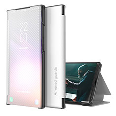 Coque Portefeuille Livre Cuir Etui Clapet ZL1 pour Samsung Galaxy S23 Ultra 5G Argent