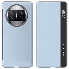 Coque Portefeuille Livre Cuir Etui Clapet ZL2 pour Huawei Mate X3 Bleu Ciel