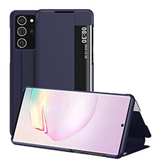 Coque Portefeuille Livre Cuir Etui Clapet ZL2 pour Samsung Galaxy Note 20 5G Bleu