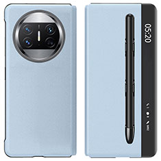 Coque Portefeuille Livre Cuir Etui Clapet ZL4 pour Huawei Mate X3 Bleu Ciel