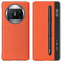 Coque Portefeuille Livre Cuir Etui Clapet ZL4 pour Huawei Mate X3 Orange