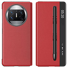 Coque Portefeuille Livre Cuir Etui Clapet ZL4 pour Huawei Mate X3 Rouge