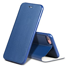 Coque Portefeuille Livre Cuir L01 pour Apple iPhone 7 Bleu
