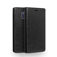 Coque Portefeuille Livre Cuir L01 pour Samsung Galaxy A6 (2018) Dual SIM Noir