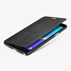 Coque Portefeuille Livre Cuir L01 pour Samsung Galaxy Note 4 Duos N9100 Dual SIM Noir