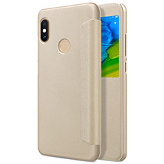 Coque Portefeuille Livre Cuir L01 pour Xiaomi Redmi Note 5 Pro Or