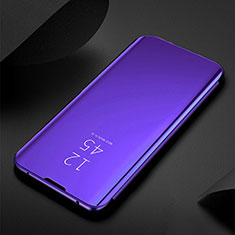Coque Portefeuille Livre Cuir Miroir Housse Etui Clapet H01 pour Samsung Galaxy S21 5G Bleu Royal