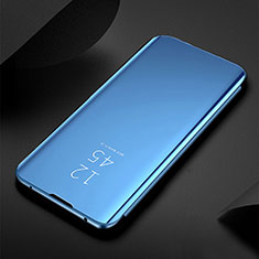 Coque Portefeuille Livre Cuir Miroir Housse Etui Clapet H01 pour Samsung Galaxy S21 Plus 5G Bleu Ciel