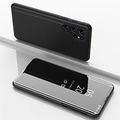 Coque Portefeuille Livre Cuir Miroir Housse Etui Clapet H01 pour Samsung Galaxy S21 Ultra 5G Noir